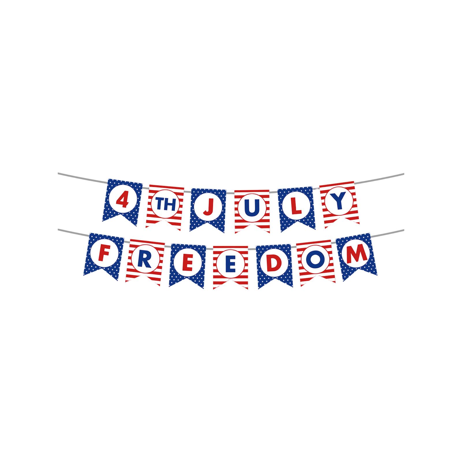 

Patriotic 4th Of Banner Decorations, Red And Blue Hanging Bunting Flags For Independence Day, Memorial Day, Patriotic Party, Home Yard Porch Mantel One Size