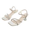Damen Strass Blockabsatz Sandalen, Glitzernde Zehenfreie Abendschuhe