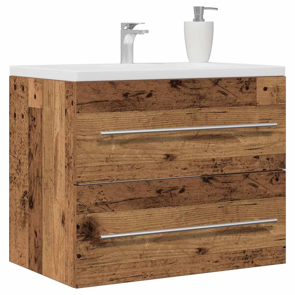 Bathroom Vanity Unit with Rustic Wood Effect 60 X 38.5 X 48 Cm