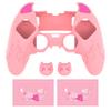 PlayVital Silicone Cover for PS5 Edge Cute Devil Protective Case for Includes Touchpad Sticker Stick Pink Controller, Design, Edge, & Cover,