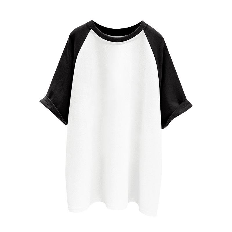 Women's Pure Cotton Raglan Sleeve T-Shirt - Trendy Color Block, Unisex Style, Custom Logo