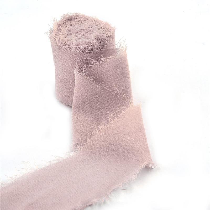 5M Handgefertigtes Ausgefranstes Satin Chiffon Seidenband Für Hochzeitseinladung Verpackung Sträuße Geburtstagsfeier Dekorationen Geschenke