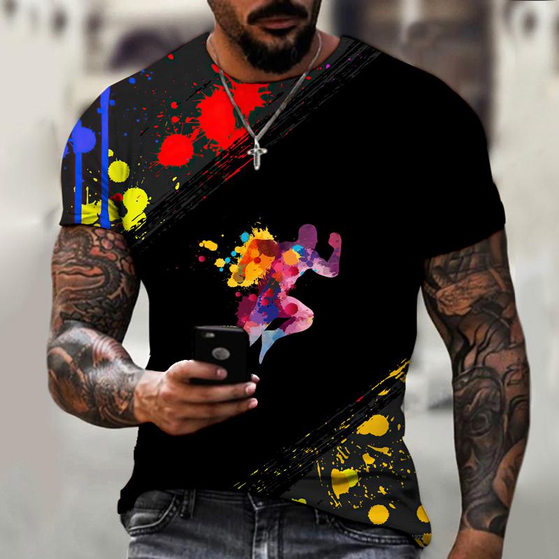 Color Graffiti Handprint 3D Printing Men's T-shirt Hip Hop Harajuku Street Style Streetwear Summer Short Sleeve Tops Tees