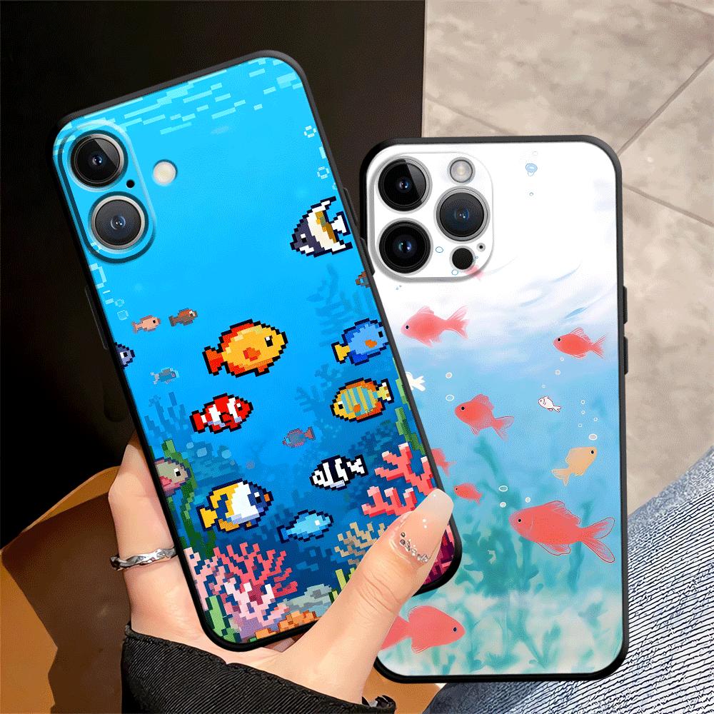 Cartoon Cute Fish Case for Apple iPhone 17 Pro Max 14 15 Pro 7 8 12 11 XR XS MAX 13 Air 16 Funda Phone Cover