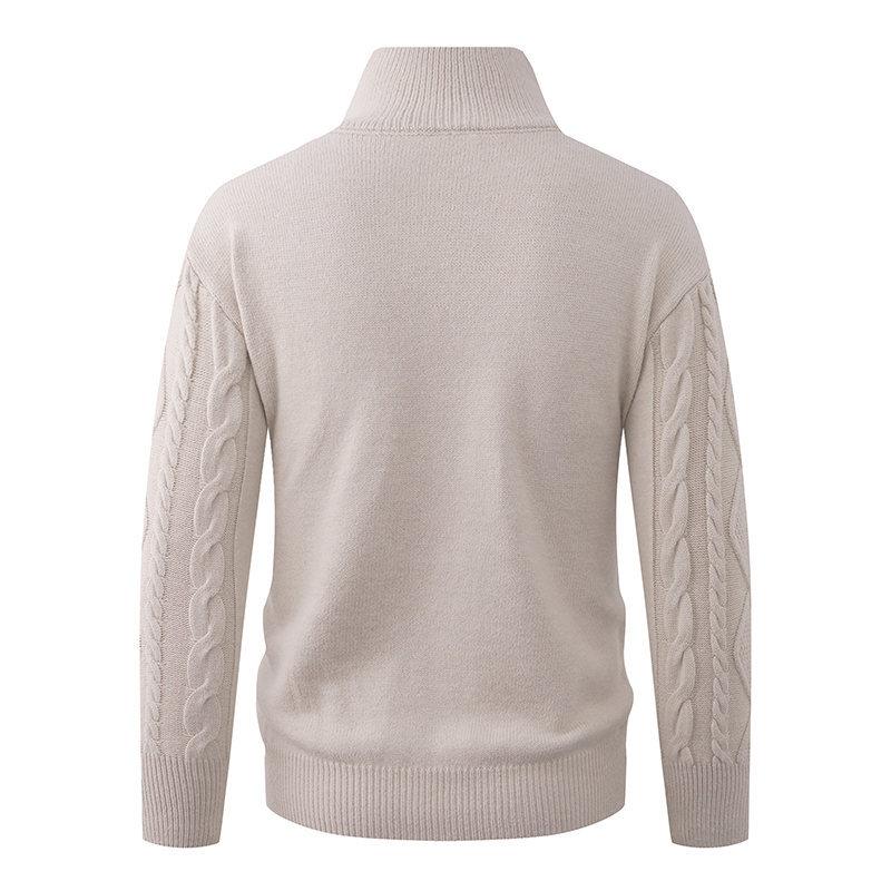 Men's Fall Winter Loose Fit Thick Knit Cardigan Sweater with Lapel Collar for Casual Layering