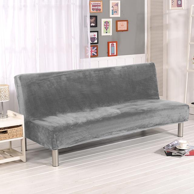 Fluwelen Pluche Armless Sofa Bed Cover Opvouwbare Zitting Hoes Moderne Stretch Sofa Bed Hoezen Elastische Bankbeschermer Home Hotel Z Size 150-185 cm