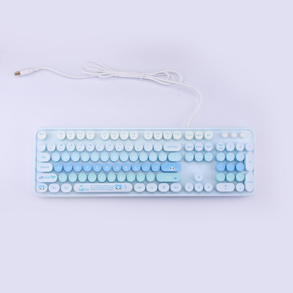 Mofii Sweet - Designed 104 - Key Wired Membrane Keyboard with Retro - Style Round Keycaps, Compatible with Laptop