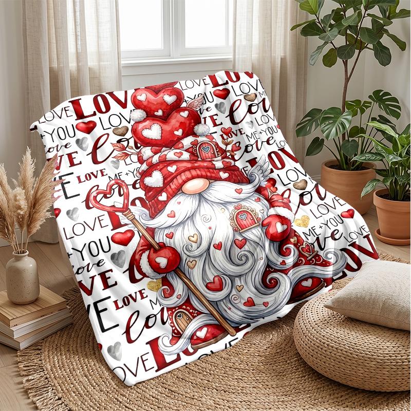 Valentine Gnome Love Truck Theme blanket Lightweight Warm Flannel Blanket Decorative Throw Blanket for Home Decoration