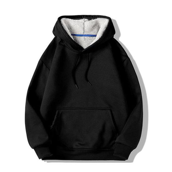 Dámská podzimní zimní mikina s kapucí, tlustá fleecová podšívka s kapucí, dlouhé rukávy s kapsou, jednobarevné, volné elastické manžety se stahovací šňůrkou, sportovní kabát