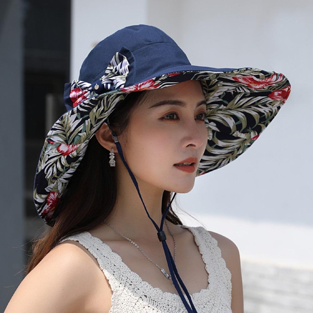 UV Protection Floral Collapsible Sunhat Double Side Wear Fisherman Hats  Vacation