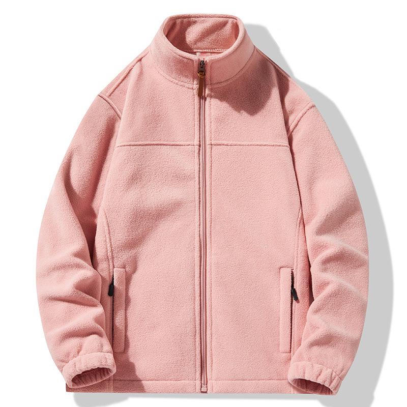 Men's Plus Size Versatile Winter Fleece Jacket with Stand-Up Collar and Windproof Design