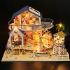 Wooden Mini Doll Houses Kit 3D Puzzle Assembly Building Model Toys Home Bedroom Decoration With LED Light Dollhouse For Kid Gift