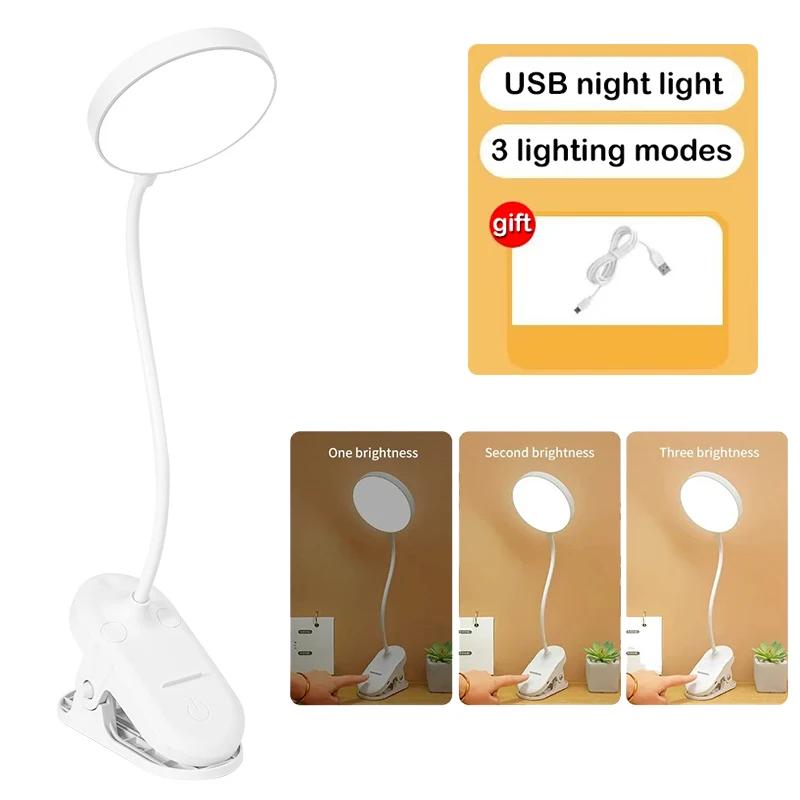 Flexible LED Desk Lamp with 3-Level Dimmer USB Powered Eye-Caring Warm/White Light Perfect for Home Office Reading & Study