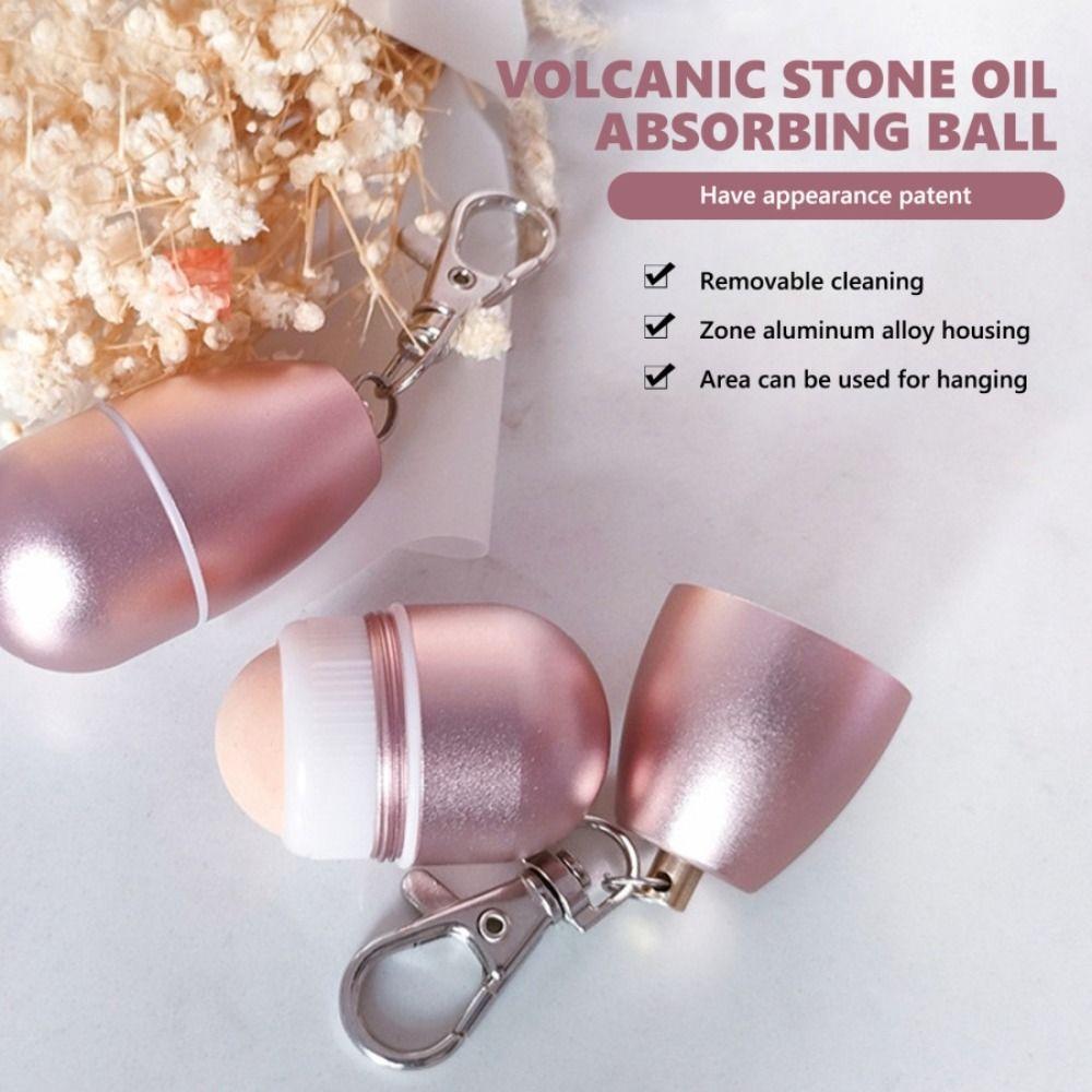 Tool with Keychain Volcanic Stone Facial Roller Oil Absorbing Roller T-zone Cleaning Stick Ball