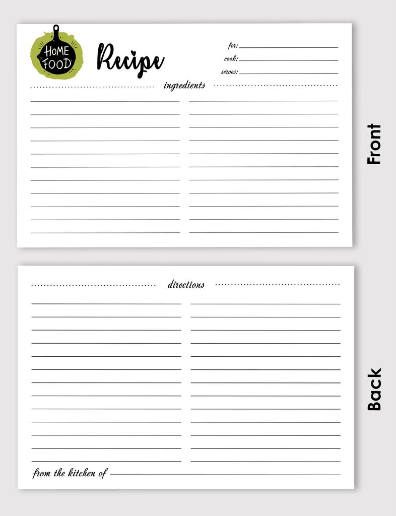 Inkdotpot 4x6 Inch Recipe Cards (Set of 50) , Thick Double Sided Premium Card Stock- Modern Style White Recipe Notecards
