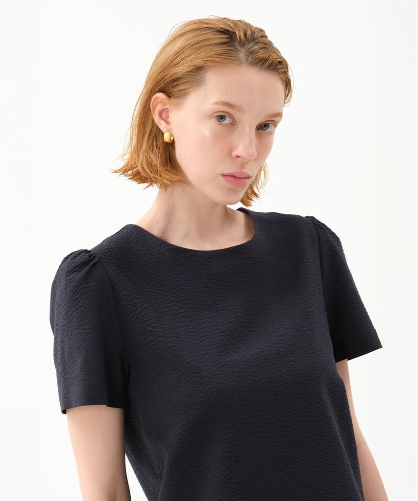 JUN BY JUN K Seersucker Blouse_Navy