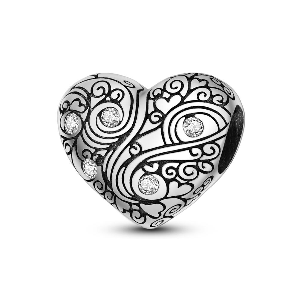Copper Plated Heart Mother'S Day Charms Beads Fit Original Bangle Bracelet Pendant Dangle Diy Women Jewelry For Mom Gift