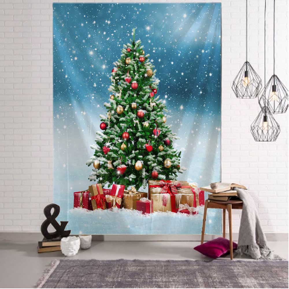 Merry Christmas Noel ağacı dekorasyonu baskılı desen goblen ev oturma odası yatak odası duvar dekorasyonu goblen