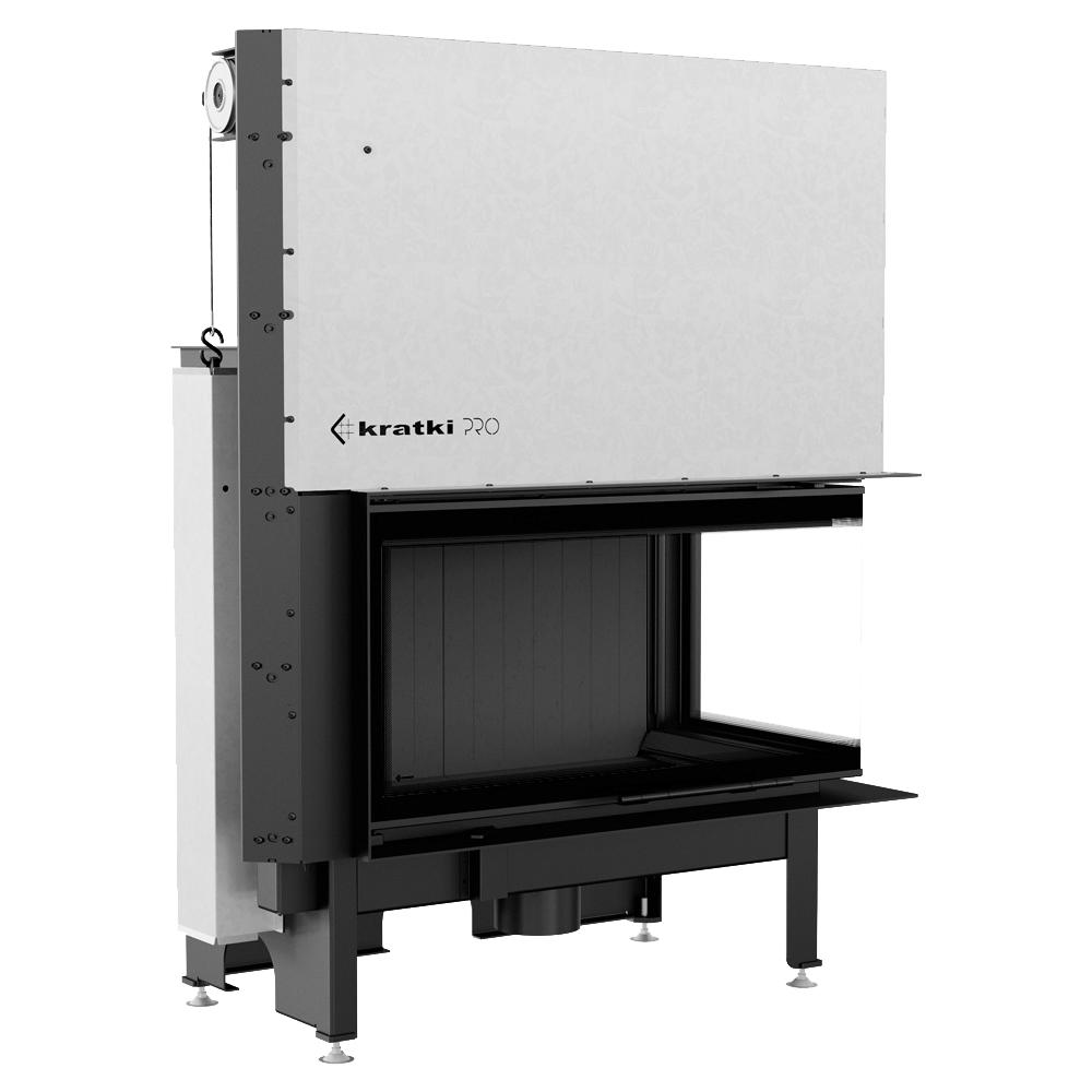 Steel Fireplace KRATKI NADIA Right 14 kW Ø 200 Lift-up Black Thermotec