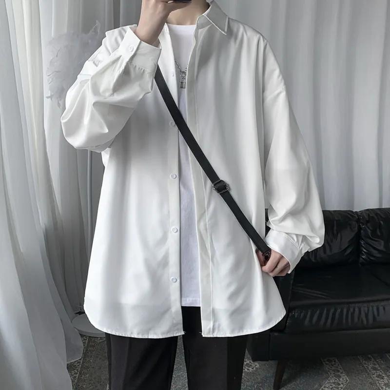 Männer Koreanische Mode Langarm Shirts Herren Harajuku Übergroßen Hemd Männlich Button Up Shirts Blusen