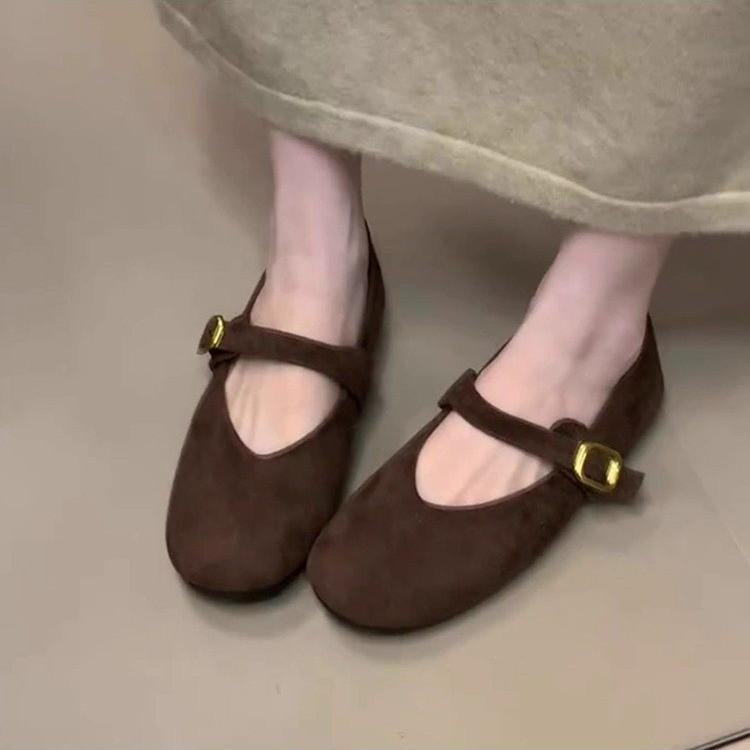 

Женские балетки 2025 новая осенняя юбка туфли Мэри Джейн на плоской подошве туфли бабушкины туфли на одном педале туфли Дуду 39