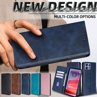 Biznesowe etui portfelowe z klapką z PU skóry dla Motorola Edge 50 Pro 50 Ultra 50 Fusion Neo Edge 5G 2024 Wstrząsoodporne etui z uchwytem na karty