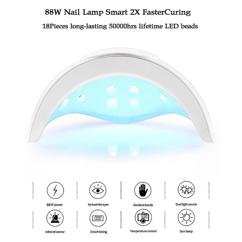 88W Led Nail Dryer Lamp For Nails 18 Uv Lamp Beads Drying All Gel Nails Lamp
