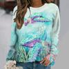 Sudaderas de Animales Marinos Tortugas Marinas Medusas Sudaderas con Capucha Estampado 3D Mujer Manga Larga Y2k Oversized Jerséis Tops Ropa Femenina