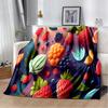 3D Printing Cute Fruit Cartoon Blanket,Soft Throw Blanket for Home Bedroom Bed Sofa Picnic Travel Office Rest Cover Blanket Kids