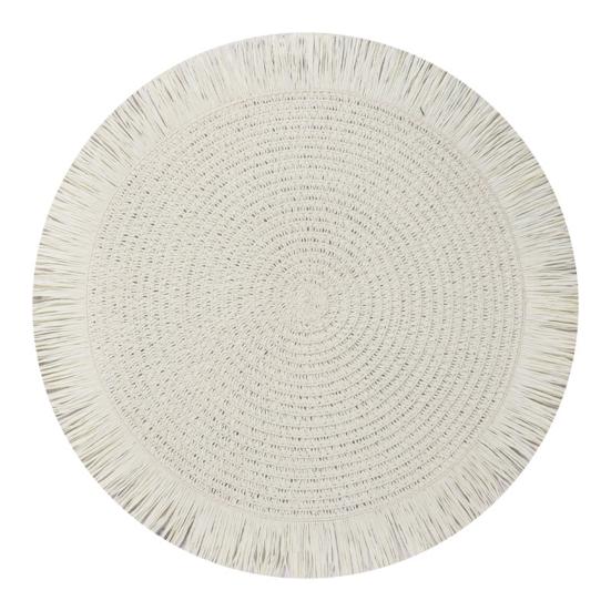 Braided Round Placemats Woven Tassel Table Mats for Kitchen Dining Heat Resistant Natural Fabric Place Mats Indoor Outdoor Use