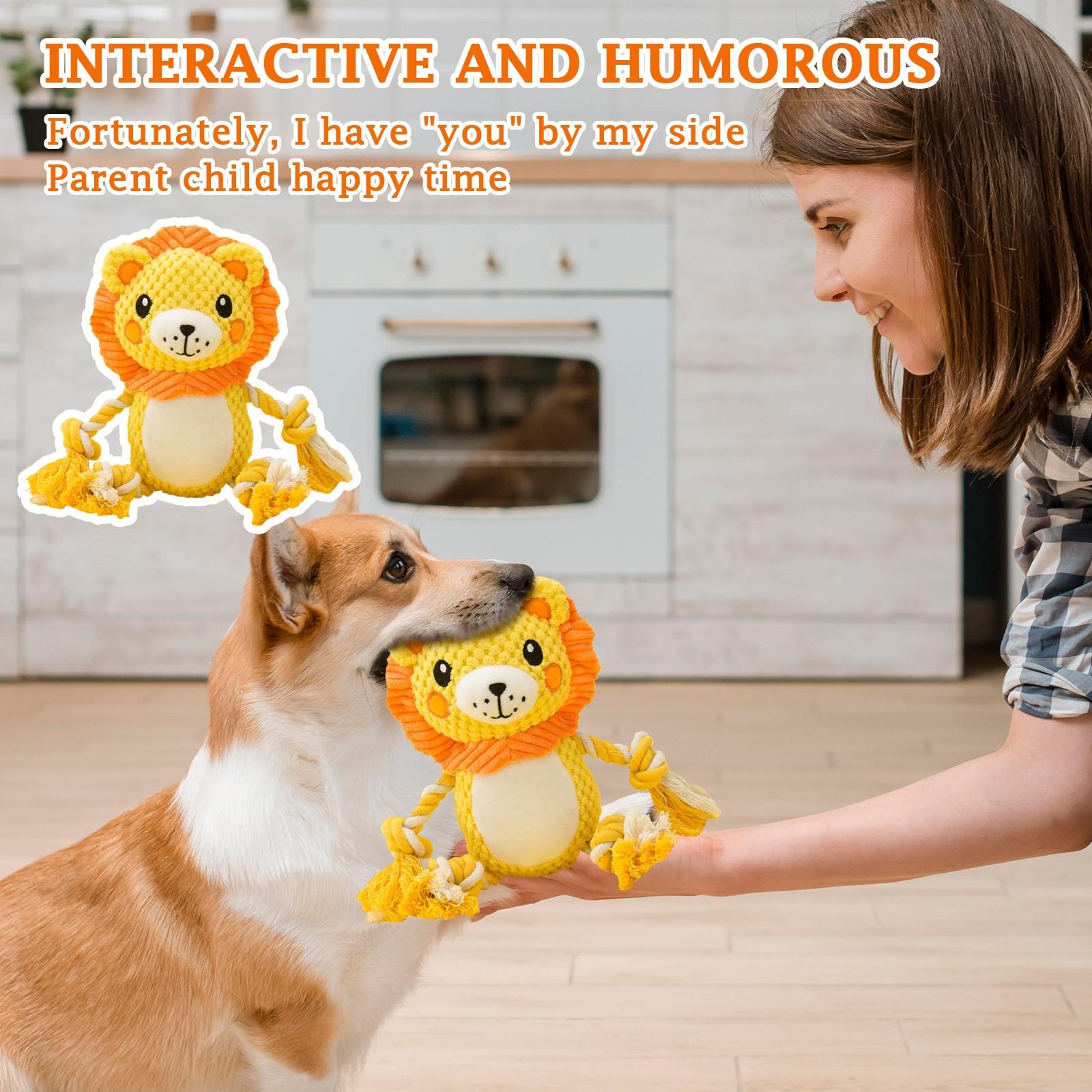 

Неразрушимые игрушки-пищалки для собак, мягкие игрушки из хлопкового материала и гофрированной бумаги, жевательные игрушки One Size шафрановый