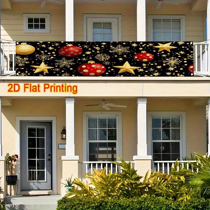 Christmas Bells Banner, Winter Holiday Party Design, Polyester Outdoor Garden Porch Fence Wall Indoor Christmas New Year Decoration