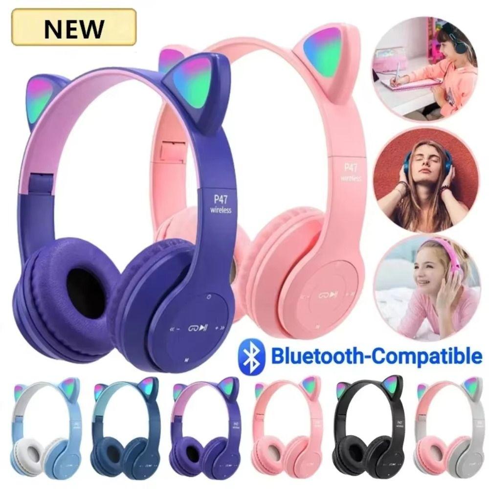 Bluetooth Cat Ear Bluetooth Earphones Luminous Over Ear Earphones  Ear Headset