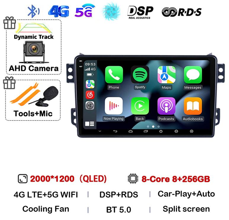 Android 14 Carplay Auto WIFI+4G For OPEL Agila SUZUKI Splash Ritz 2008-2014 Car Radio Multimedia Player GPS Navigation Stereo BT