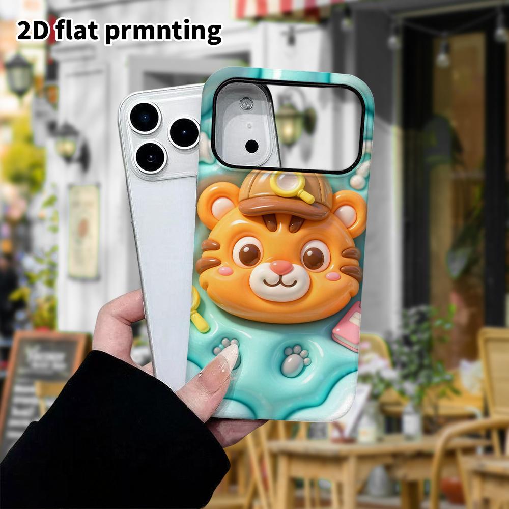 Phone Case: 2D flat design suitable for iPhone 18 17 16 15 14 13 Pro protective case, Detective Little Tiger, perfect Christmas and Halloween holiday