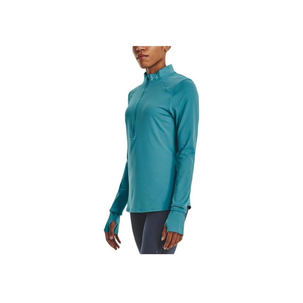 Under Armour Qualifier Solid Color Stand Collar Half Zip Sports Long Sleeve T-Shirt Women Tops Glacier-Blue 1365632-433