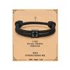 Elegant Rope Chain Bracelet With Crosses Pendant Sturdy Stainless Steel Unisex Fashion Accessory