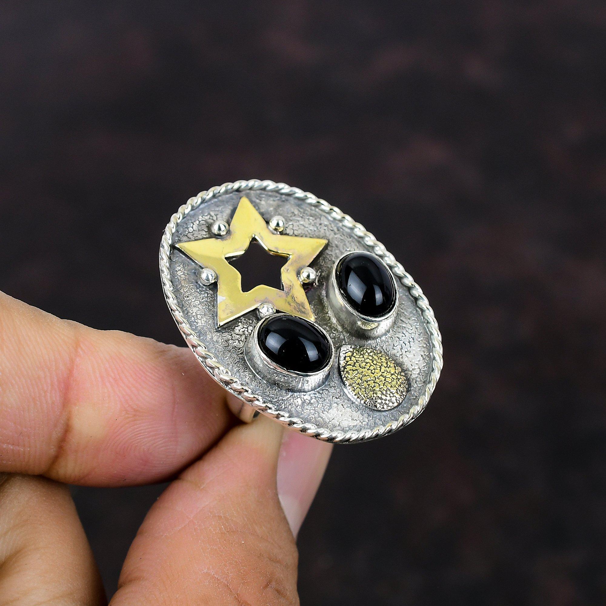 

Кольцо с черным ониксом, ювелирные изделия ручной работы, кольцо из стерлингового серебра 925 пробы, позолоченное регулируемое кольцо 18 карат, регулируемое кольцо, ювелирные изделия из драгоценного камня черного оникса, женский специальный подарок 10