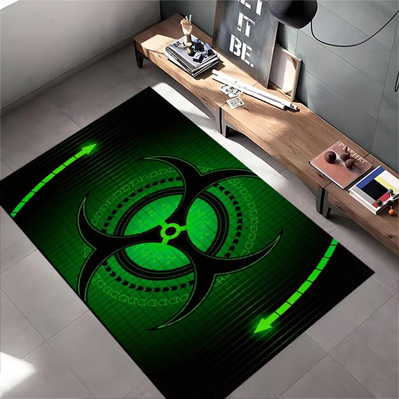 Biohazard Symbol Green Carpet Suitable for use as an anti-slip game mat for living room and bedroom sofas