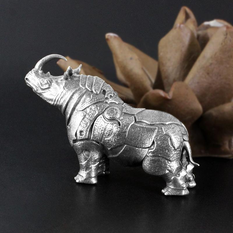 

Миниатюрная латунная скульптура носорога, дзен-декор для рабочего стола, украшение для автомобиля, микро-ландшафт, дзен-сад, подарок, брелок, аксессуары Cupronickel