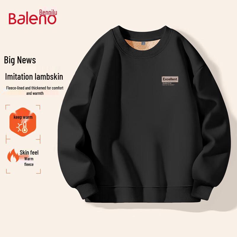 Baleno Men's Lambswool Fleece Pullover Sweatshirt