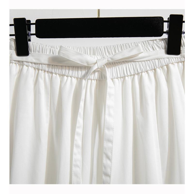 DIMANAF 2025 Summer Plus Size Pants Short High Waist New Big Wide-leg pants Women Fashion Loose White Vintage Pants
