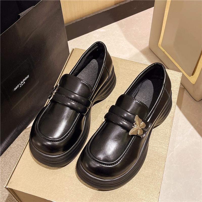 British Style Platform Small Leather Shoes Women's 2025 New Spring Models Versatile Decorative Jk Single Shoes Muffin Loafers Ins Tide