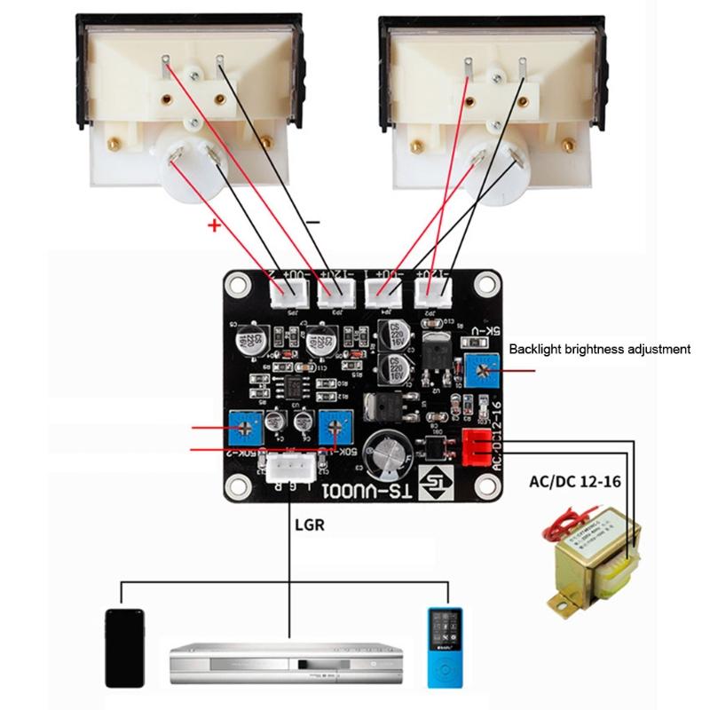Vu Meter Stereo Audio Amplifier Board Adjustable with Driver DB Sound Indicator