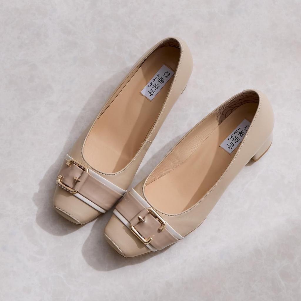Himiko Square Toe Belt Design Pumps / 643106 Beige 240