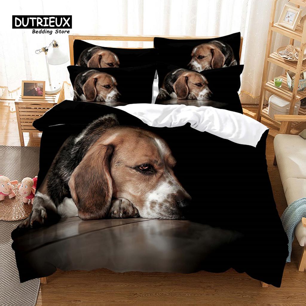 Warm Modern Puppy 3Pcs Soft Comfortable Breathable For Bedroom Guest Room Decor Quilt