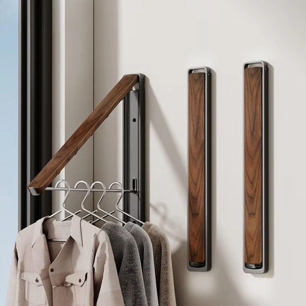 Aluminum Material Foldable Clothes Drying Rack No Drill Installation Multi-Functional Wall Mounted Rack Space Saving Design