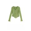A New Short Pullover for Women's Knitted Sweater, A Cinched Waist and A Fitted Long-sleeved Top, A Lapel Sweater Coat