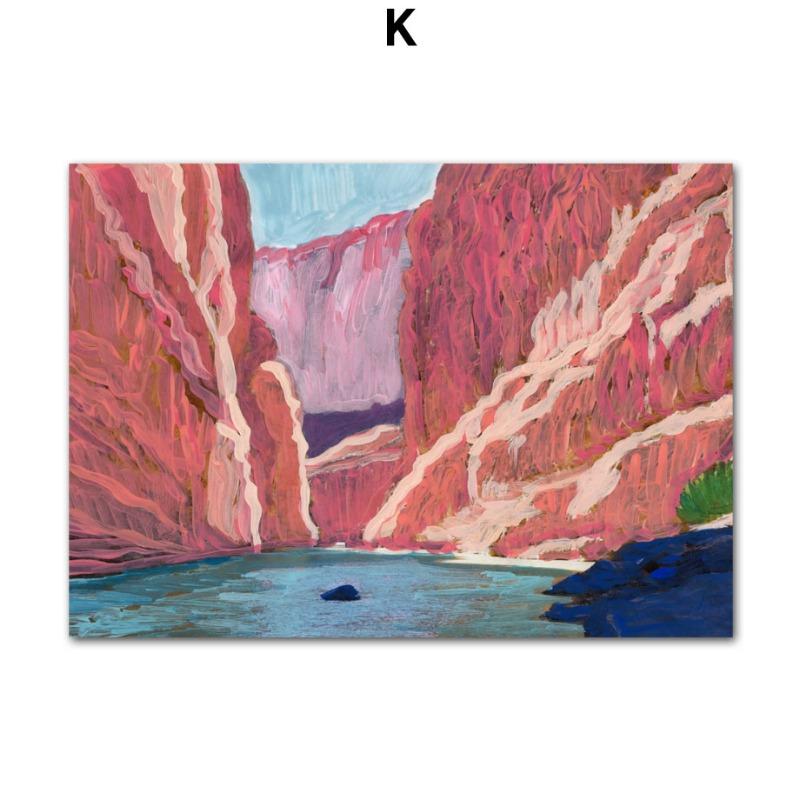 Retro Mountain Flowers Abstract Gallery Colorful Posters And Prints Wall Art Canvas Oil Painting Pictures For Living Room Decor