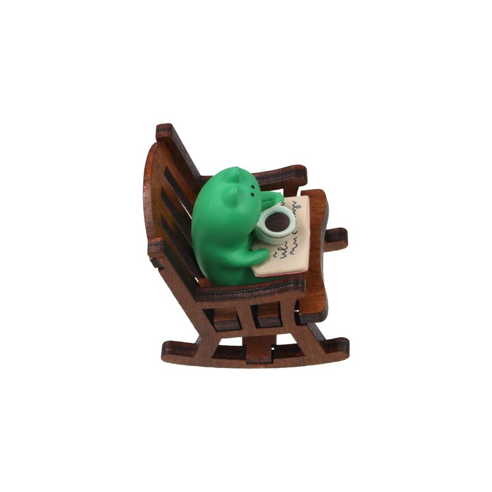 2PCs/set Cute Rocking Chair Frog Models Cartoon Small Chair Ornaments  Photo Props